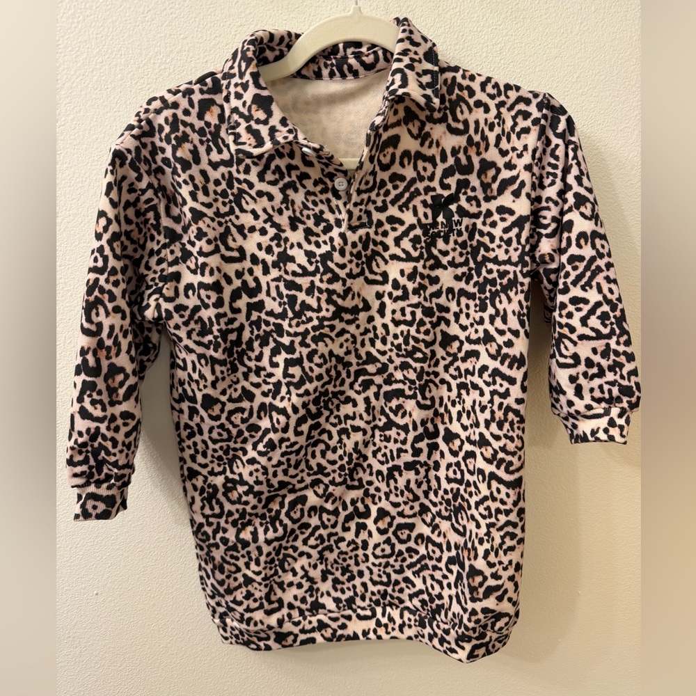 The New Society Leopard print polo dress kids size 6 Pima cotton